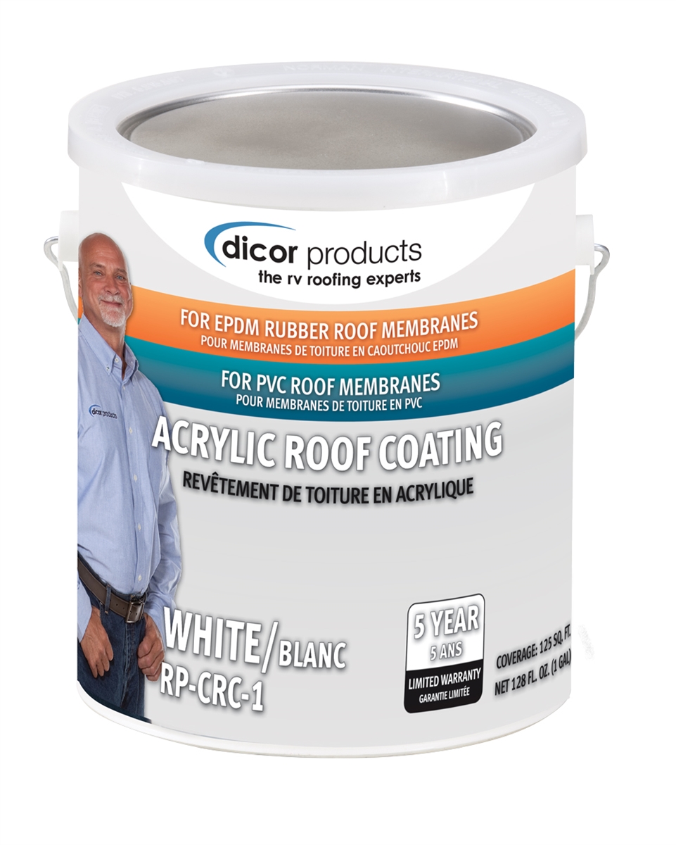 Sun Rays Pvc Thinner Dicor RP-CRC-1 is a 1-gallon, white, commercial-grade acrylic coating ...