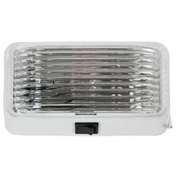 LED PORCH LIGHT WHITE BASE WITH SWITCH CLEAR LENS, 20673