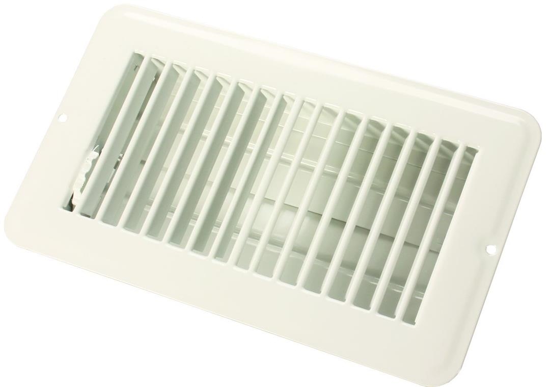 8 Inch Rounded Register JR Products (02-28965) 4 x 8 inch, white, metal floor register with a ...